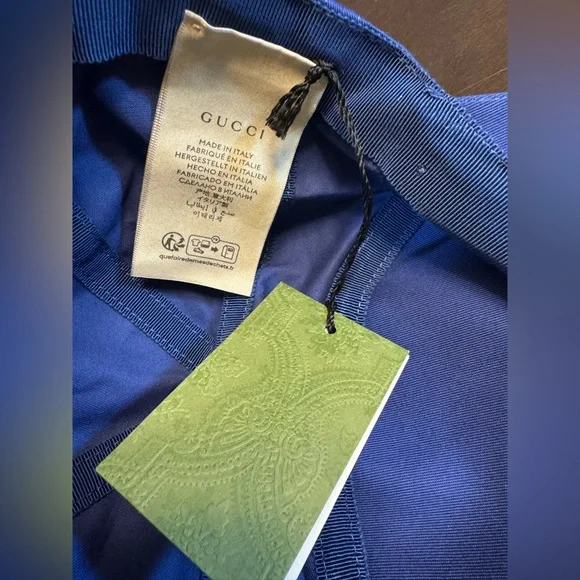 New Gucci GG Logo Blue Yellow Baseball Hat Size L - Picture 12 of 13